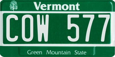 VT license plate COW577