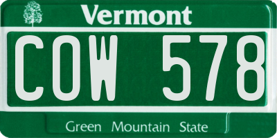 VT license plate COW578