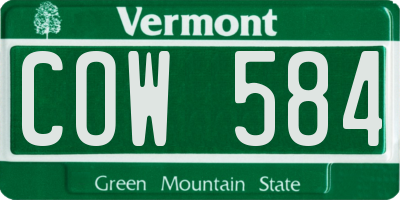 VT license plate COW584