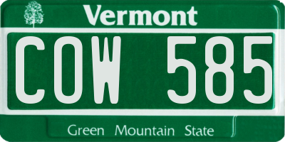 VT license plate COW585