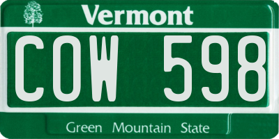 VT license plate COW598