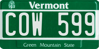 VT license plate COW599