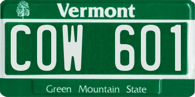 VT license plate COW601