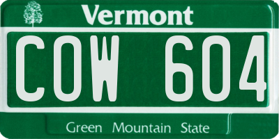 VT license plate COW604