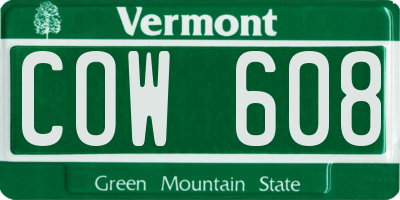 VT license plate COW608
