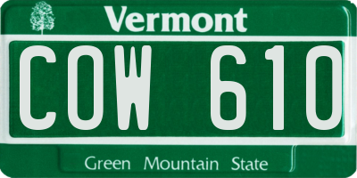 VT license plate COW610