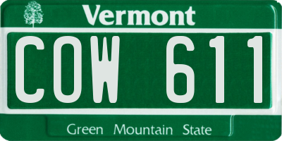 VT license plate COW611