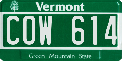 VT license plate COW614