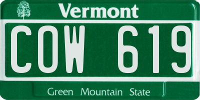 VT license plate COW619