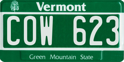 VT license plate COW623