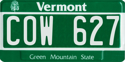 VT license plate COW627