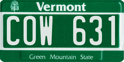 VT license plate COW631