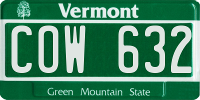 VT license plate COW632