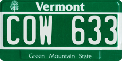VT license plate COW633