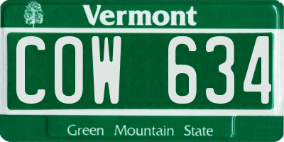 VT license plate COW634