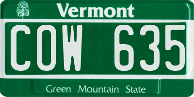 VT license plate COW635