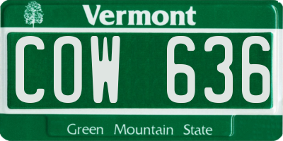 VT license plate COW636
