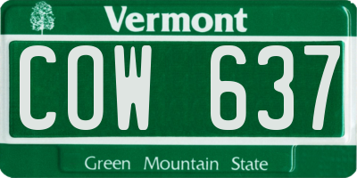 VT license plate COW637