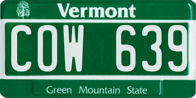 VT license plate COW639