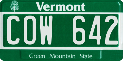 VT license plate COW642