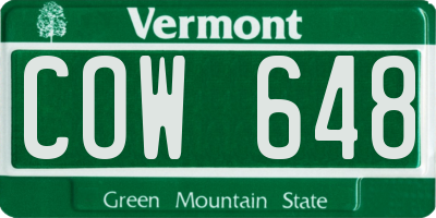 VT license plate COW648