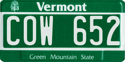 VT license plate COW652