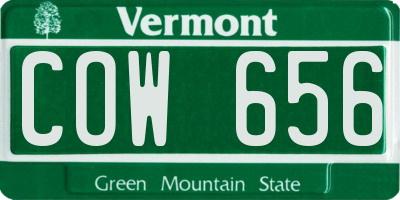 VT license plate COW656