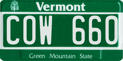 VT license plate COW660