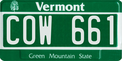 VT license plate COW661