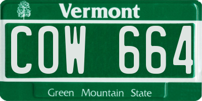 VT license plate COW664