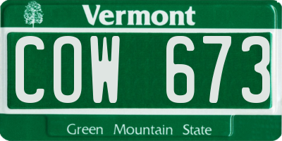 VT license plate COW673