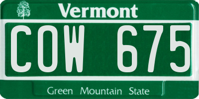 VT license plate COW675
