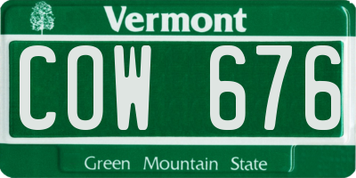 VT license plate COW676