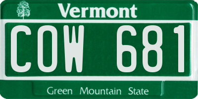 VT license plate COW681