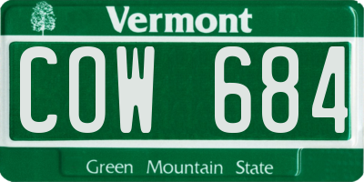 VT license plate COW684