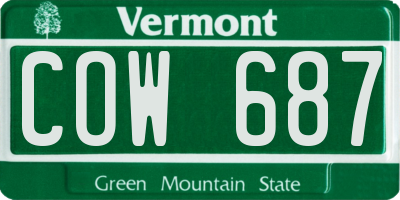 VT license plate COW687