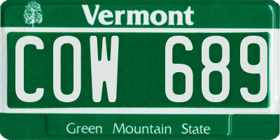VT license plate COW689