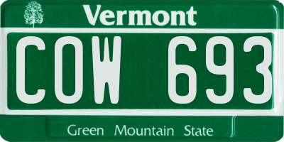 VT license plate COW693