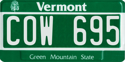 VT license plate COW695