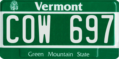 VT license plate COW697