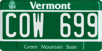 VT license plate COW699