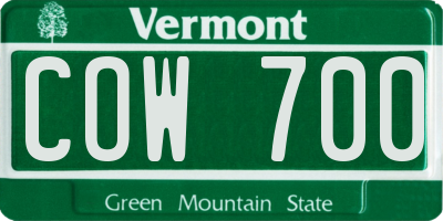 VT license plate COW700