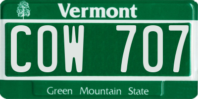 VT license plate COW707