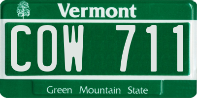 VT license plate COW711