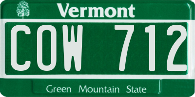 VT license plate COW712