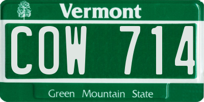 VT license plate COW714