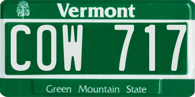 VT license plate COW717