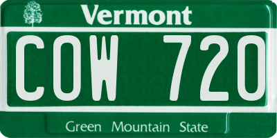 VT license plate COW720