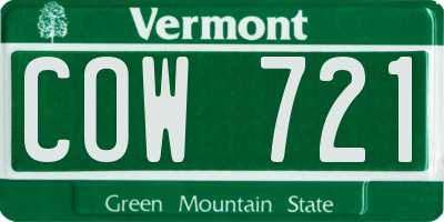 VT license plate COW721