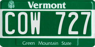 VT license plate COW727